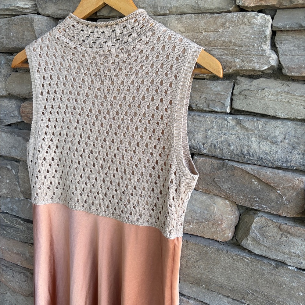 Anthropologie Mare Mare Mock Neck Knit Satin Sleeveless Maxi Dress Mixed Media - Picture 7 of 7